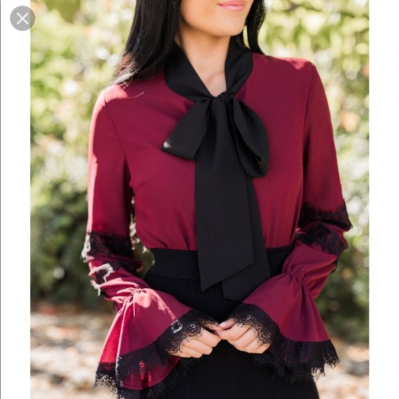 Rachel Parcell Tops - Rachel Parcell | Claret Tie Front Burgundy Blouse